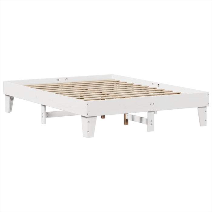 Bed Frame without Mattress White 140x190 cm Solid Wood Pine