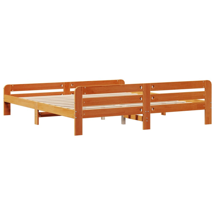 Bed Frame without Mattress Wax Brown 200x200 cm Solid Wood Pine