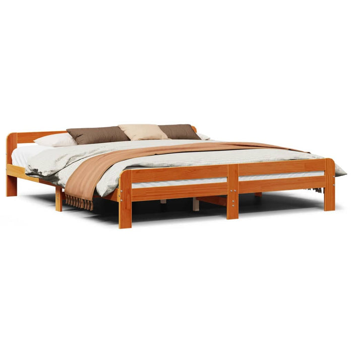 Bed Frame without Mattress Wax Brown 180x200 cm Super King Size Solid Wood Pine