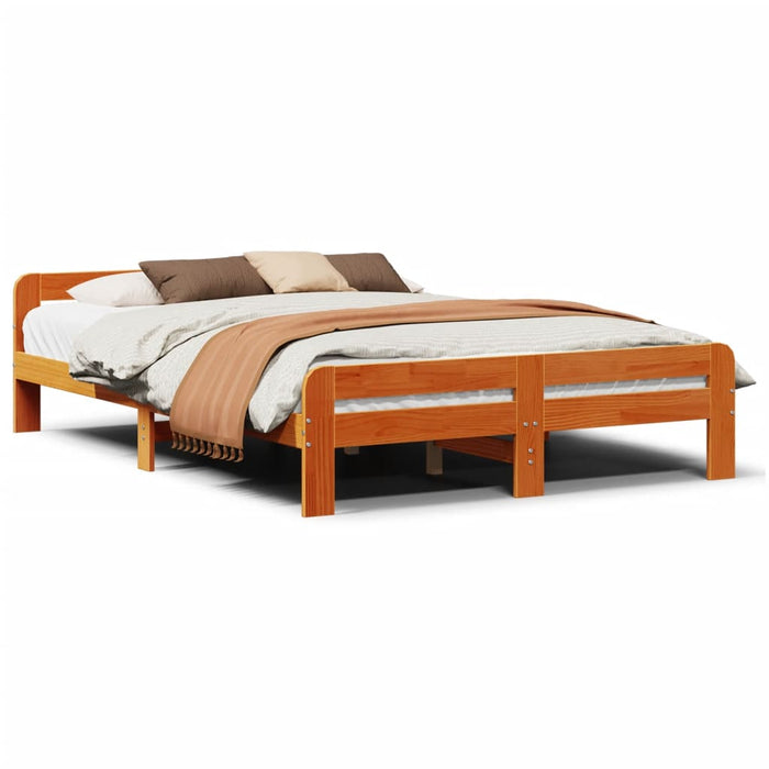 Bed Frame without Mattress Wax Brown 160x200 cm Solid Wood Pine