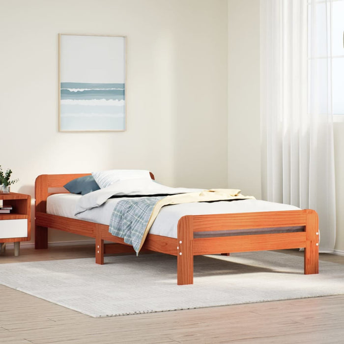 Bed Frame without Mattress Wax Brown 90x190 cm Single Solid Wood Pine