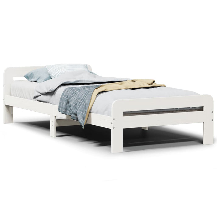 Bed Frame without Mattress White 75x190 cm Small Single Solid Wood Pine