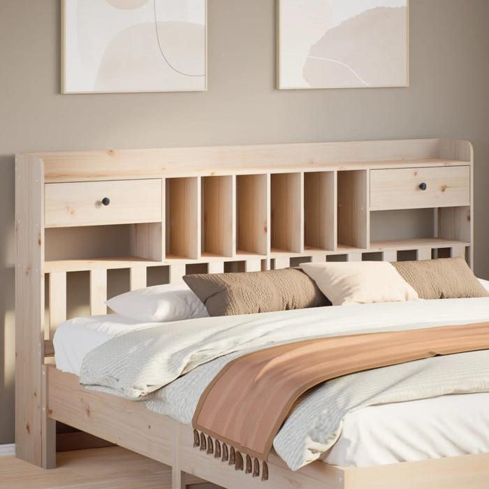 Headboard with Storage 200 cm Solid Wood Pine