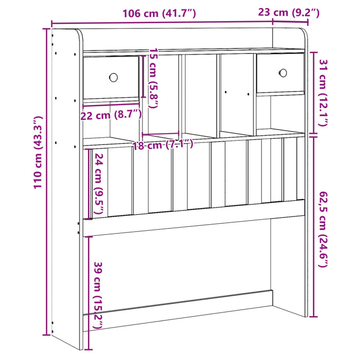 Headboard with Storage Wax Brown 100 cm Solid Wood Pine