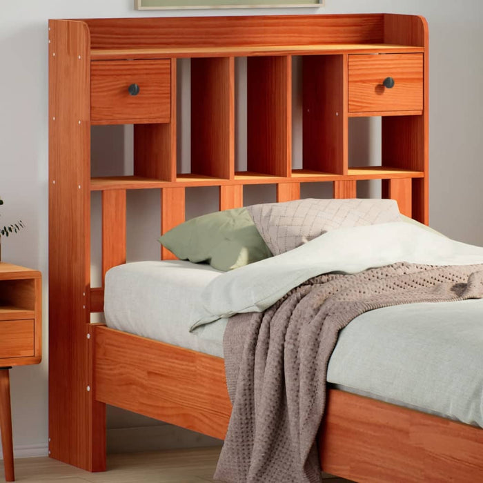 Headboard with Storage Wax Brown 100 cm Solid Wood Pine