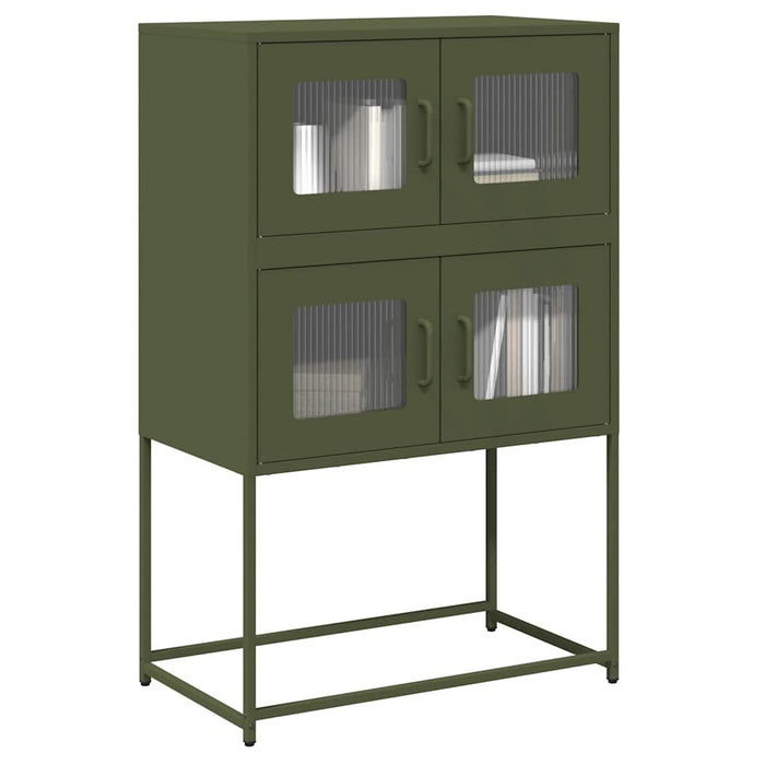 Highboard Olive Green 68x39x107 cm Steel