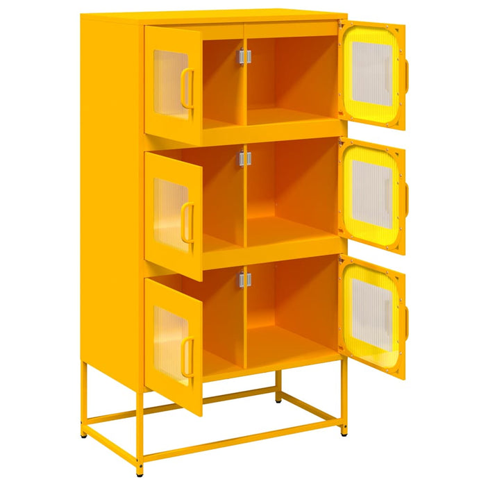 Highboard Mustard Yellow 68x39x123 cm Steel