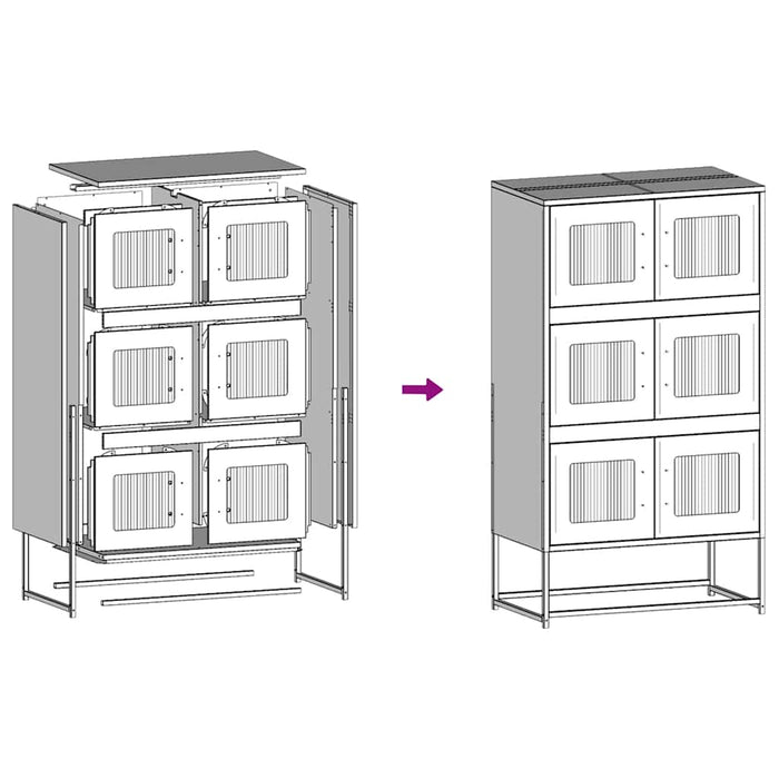 Highboard Mustard Yellow 68x39x123 cm Steel