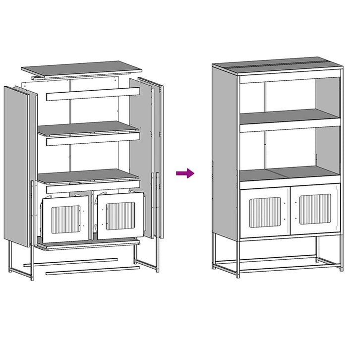 Highboard Black 68x39x123 см стомана