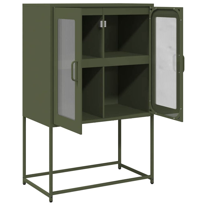 Highboard Olive Green 68x39x107 cm Steel