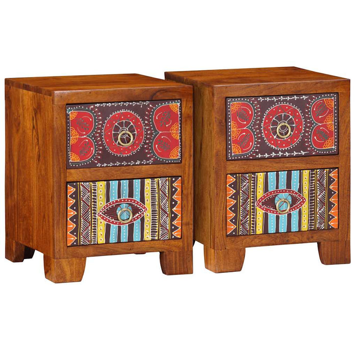 Bedside Cabinet 2 pcs 35x35x45 cm Solid Wood Acacia