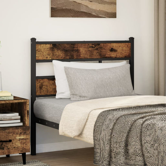 Headboard Smoked Oak 90 cm Iron and Engineered Wood