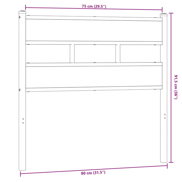 Headboard Sonoma Oak 75 cm Iron and Engineered Wood