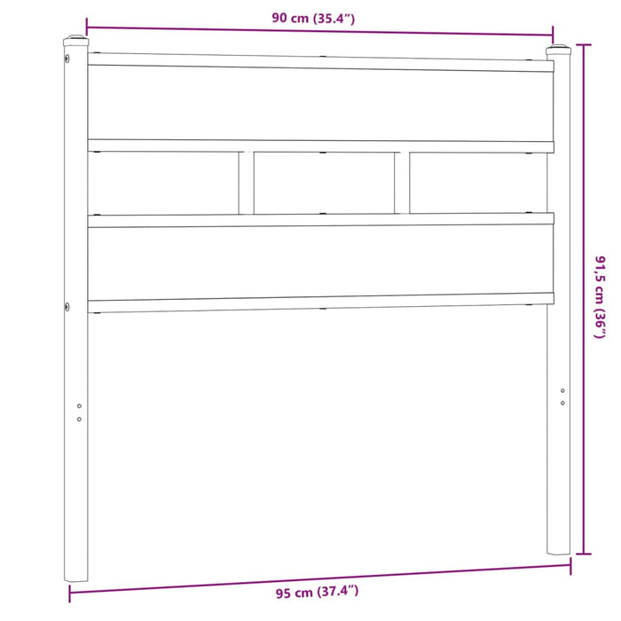 Headboard Sonoma Oak 90 cm Iron and Engineered Wood