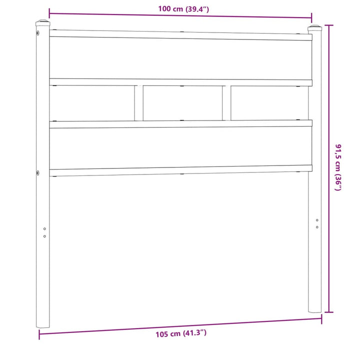 Headboard Sonoma Oak 100 cm Iron and Engineered Wood