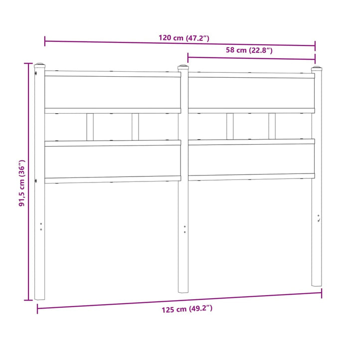 Headboard Sonoma Oak 120 cm Iron and Engineered Wood