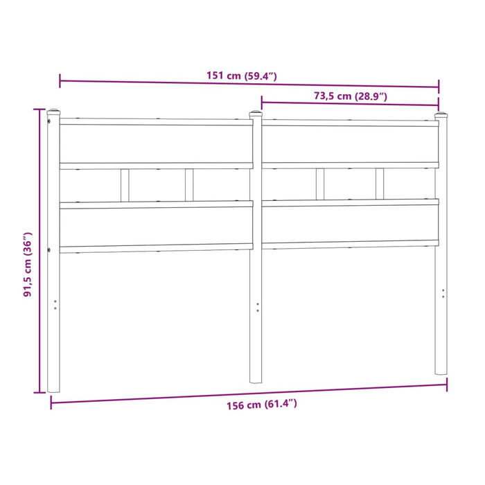 Headboard Sonoma Oak 150 cm Iron and Engineered Wood