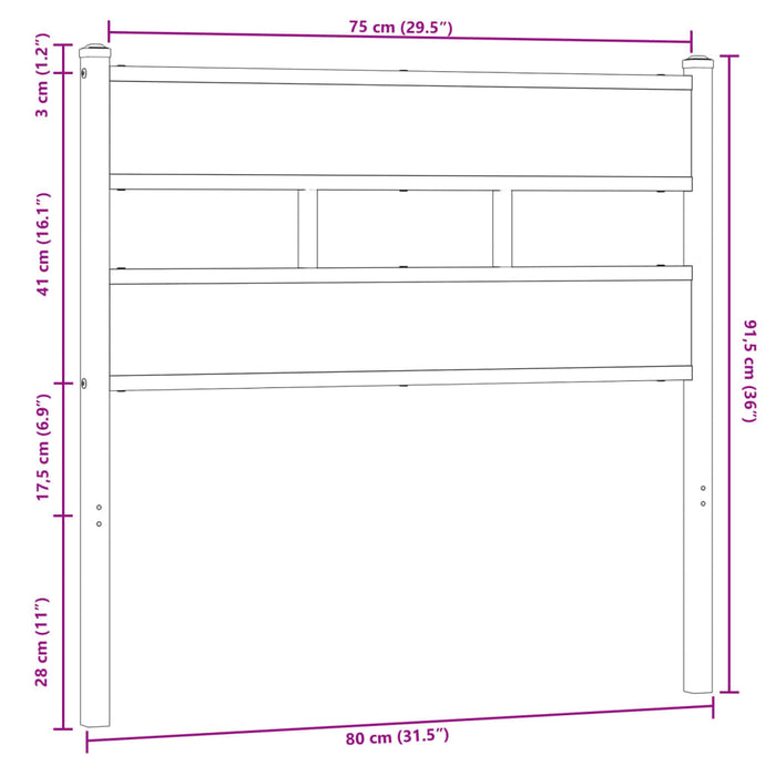 Headboard Brown Oak 75 cm Steel and Engineered Wood