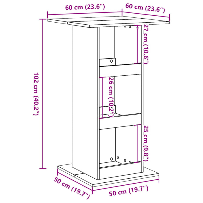 Бар маса с място за съхранение Бяла 60x60x102 см инженерно дърво