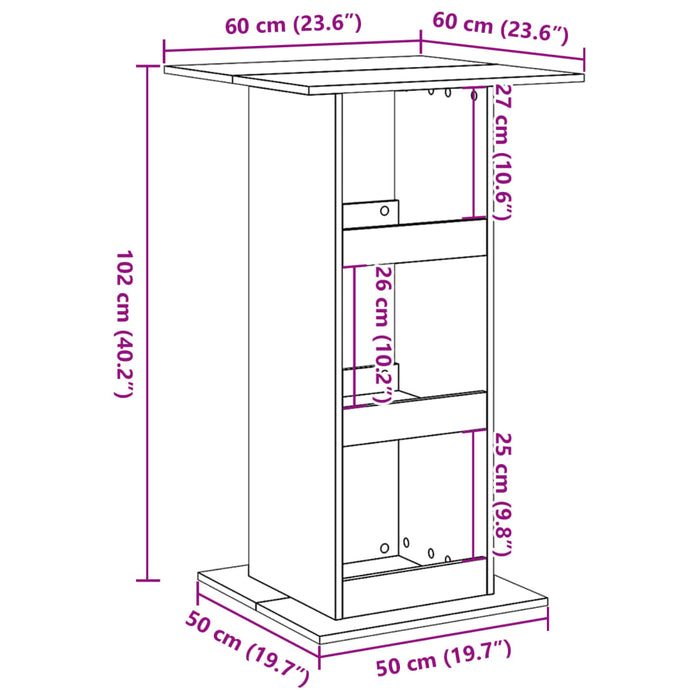 Бар маса с място за съхранение Черна 60x60x102 см инженерно дърво