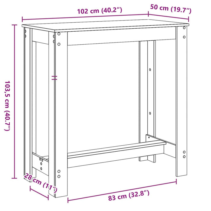 Бар маса бетонно сиво 102x50x103,5 см инженерно дърво