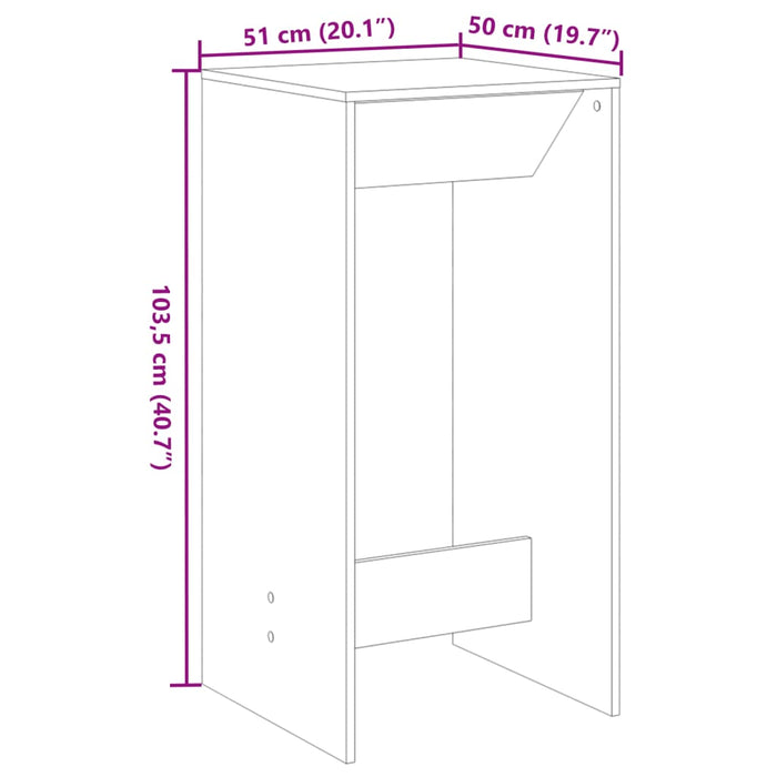 Барный стол черный 51x50x103,5 см, инженерная древесина