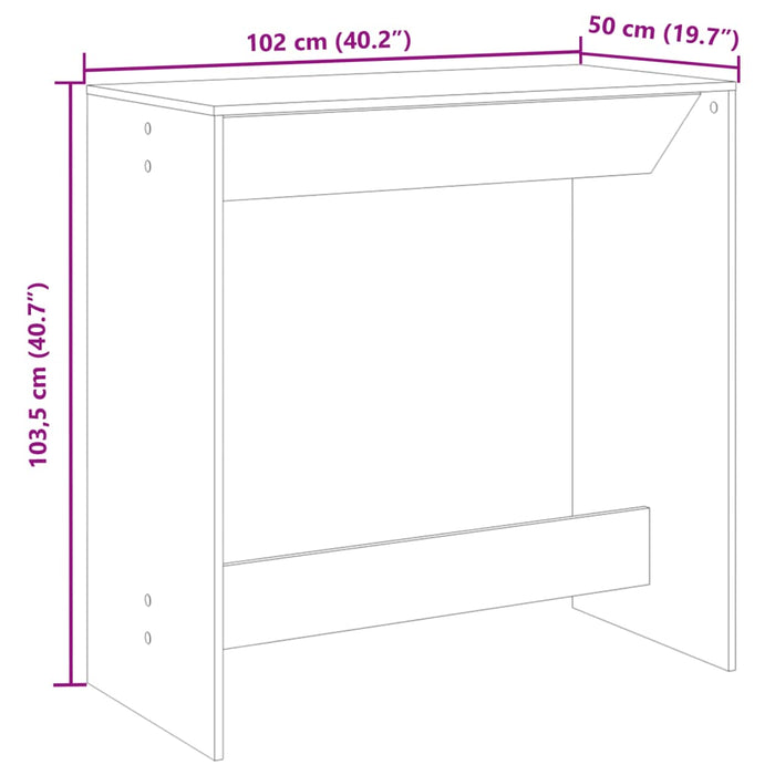 Bar Table White 102x50x103.5 cm Engineered Wood