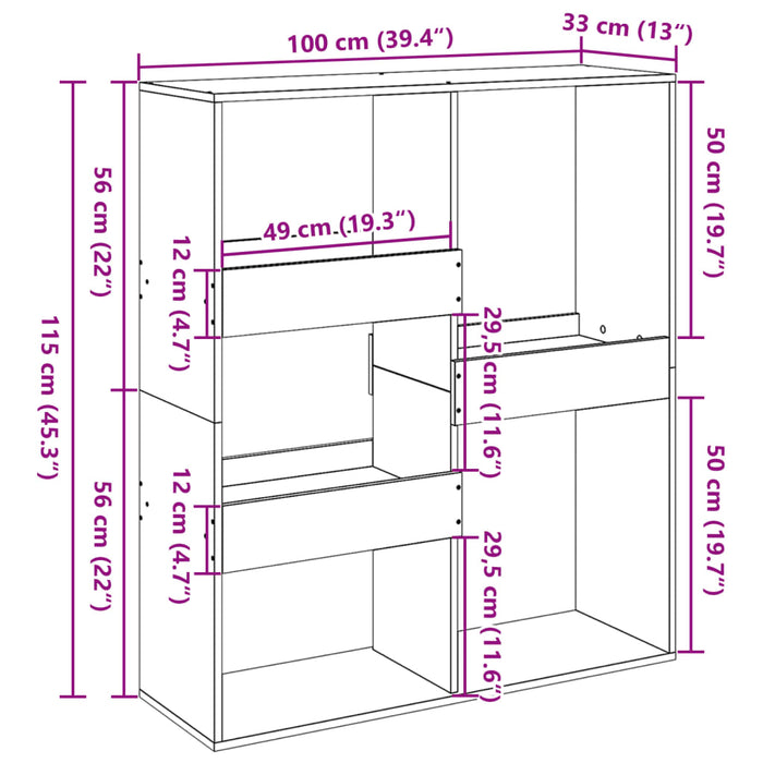 Dulap cu carte/Separator Stejar Sonoma 100x33x115 cm