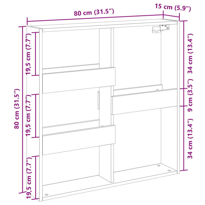 Wall Cabinet Sonoma Oak 80x15x80 cm Engineered Wood