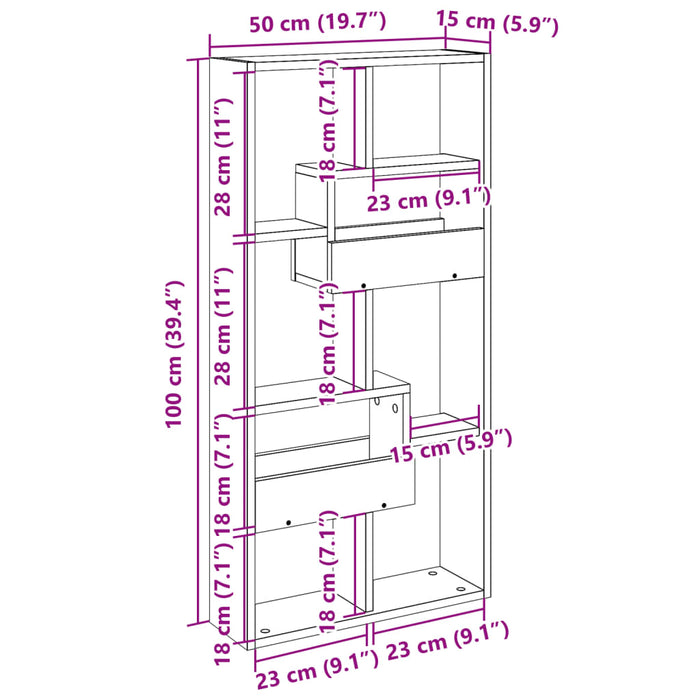 Стенен шкаф бял 50x15x100 см инженерно дърво