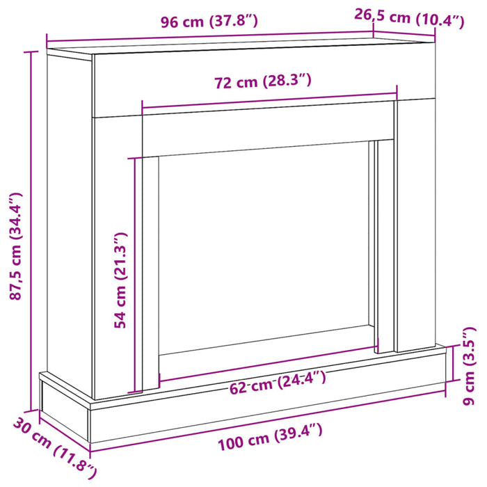 Semineu Surround Gri Sonoma 100x30x87,5 cm Lemn de inginerie