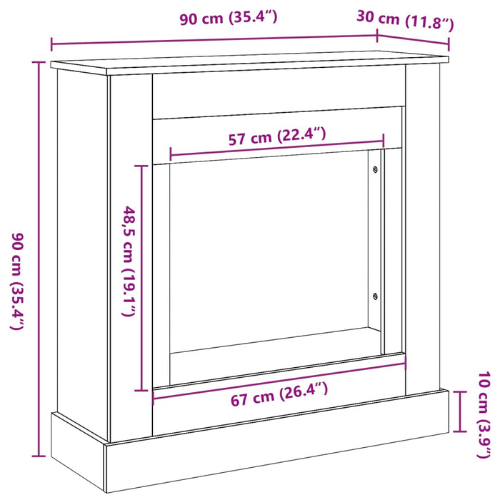 Surround Semineu Negru 90x30x90 cm Lemn de Inginerie