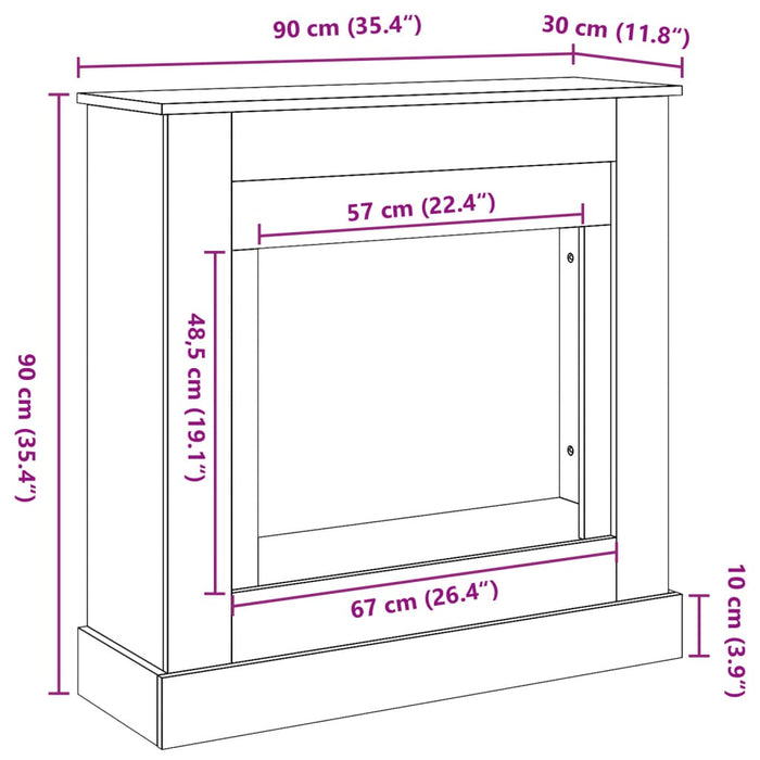 Surround Semineu Gri Sonoma 90x30x90 cm Lemn de Inginerie