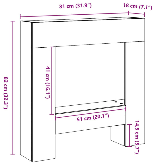 Surround Semineu Negru 81x18x82 cm Lemn prelucrat