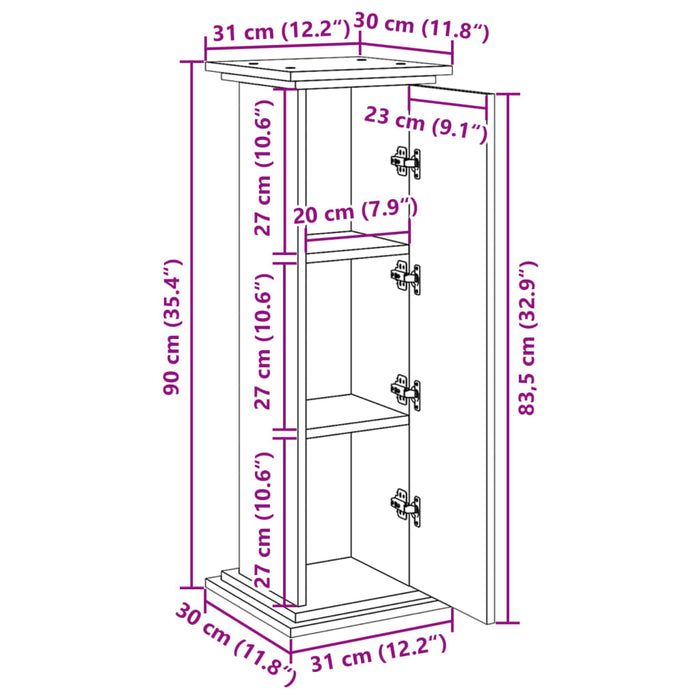 Suport de prezentare cu depozitare Stejar Sonoma 31x30x90 cm Lemn prelucrat