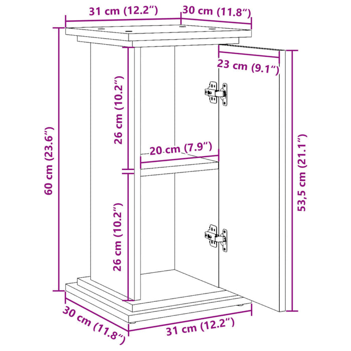 Suport de prezentare cu depozitare Alb 31x30x60 cm Lemn prelucrat