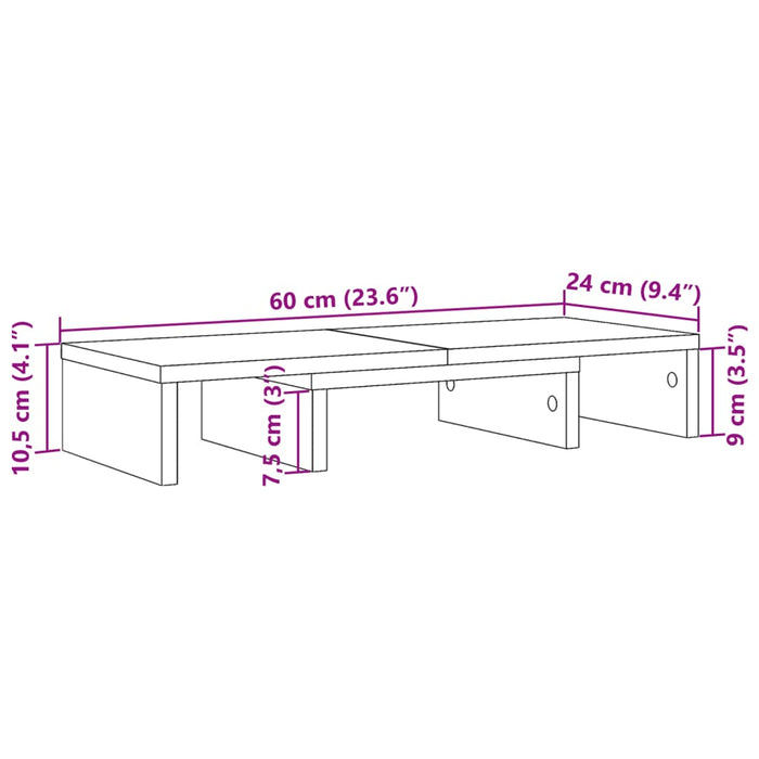 Monitor Stand Adjustable White 60x24x10.5 cm Engineered Wood