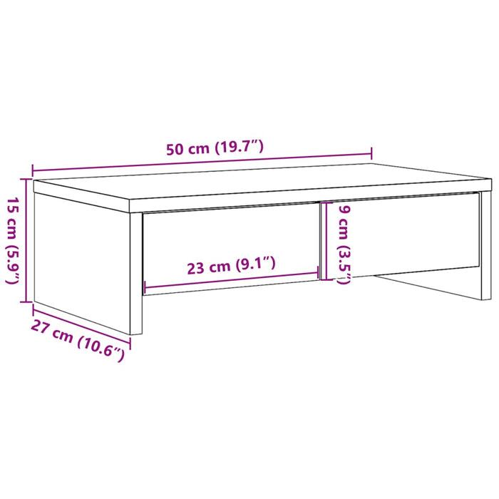 Подставка для монитора с ящиками Коричневый дуб 50x27x15 см Инженерное дерево