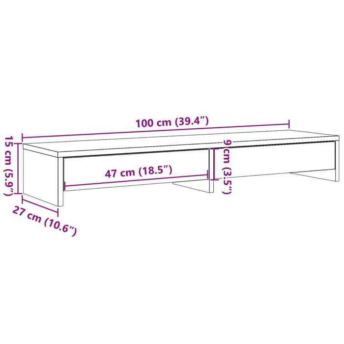 Подставка для монитора с ящиками Sonoma Oak 100x27x15 см Инженерная древесина