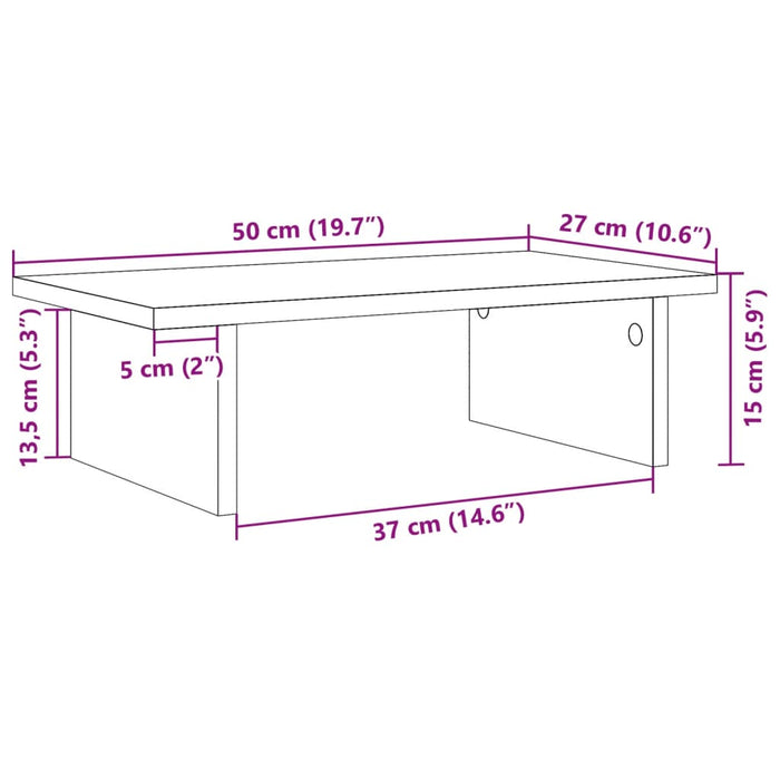 Monitor Stand Concrete Grey 50x27x15 cm Engineered Wood