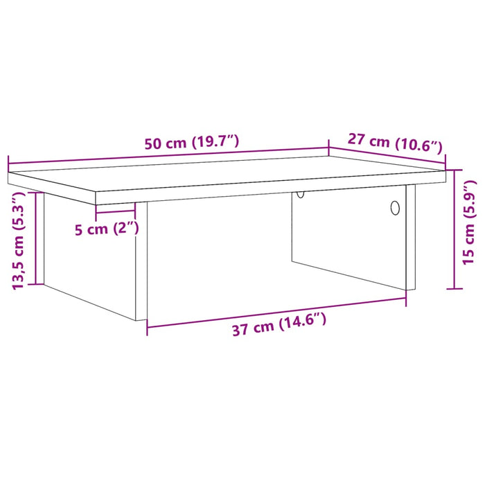 Monitor Stand Brown Oak 50x27x15 cm Engineered Wood