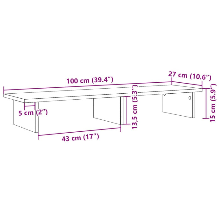 Подставка для монитора, белая, 100x27x15 см, инженерная древесина