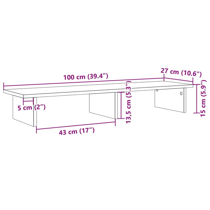 Monitor Stand Grey Sonoma 100x27x15 cm Engineered Wood