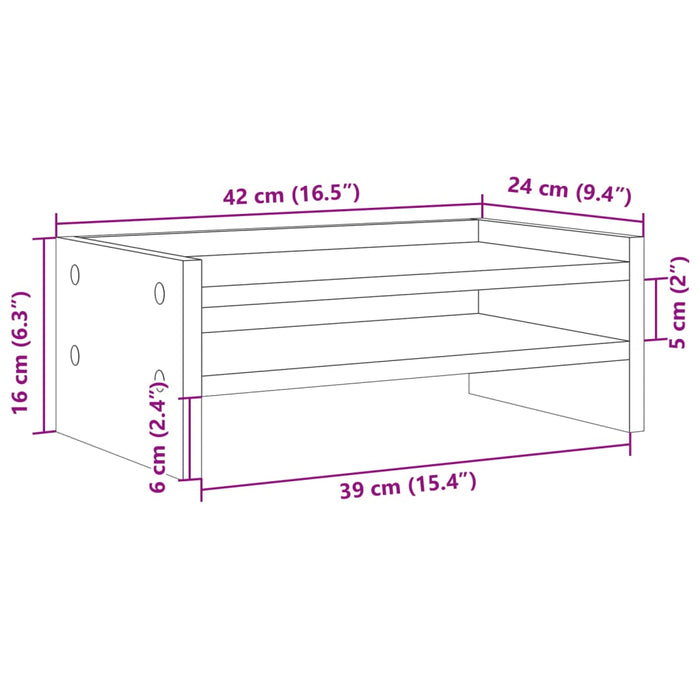 Monitor Stand Black 42x24x16 cm Engineered Wood