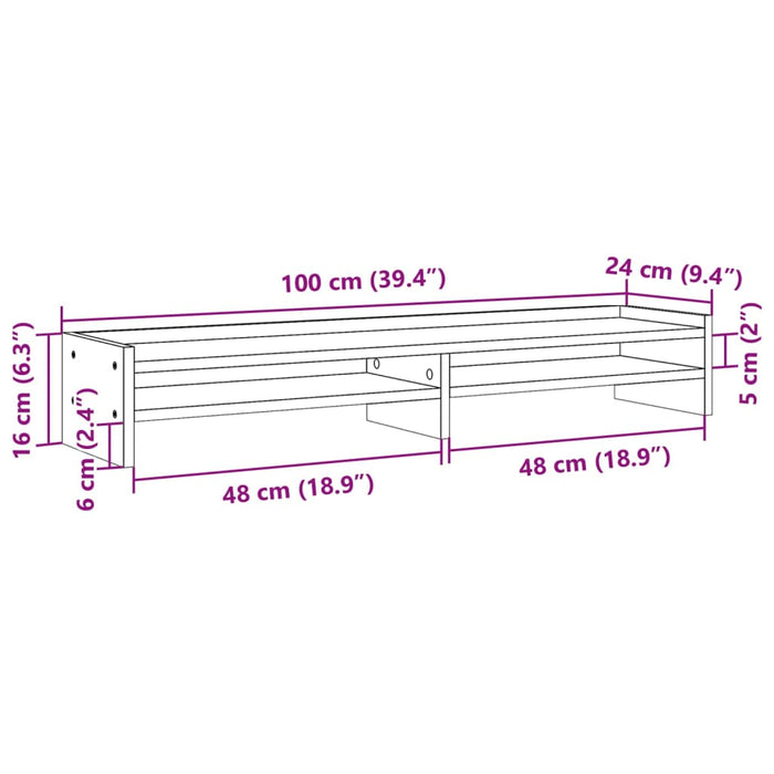 Стойка за монитор Бяла 100x24x16 см инженерно дърво