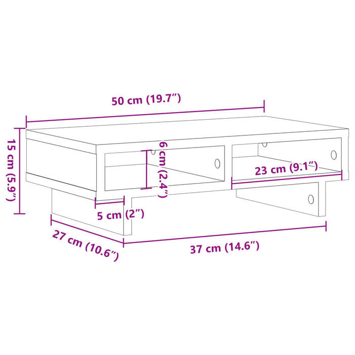 Подставка для монитора, белая, 50x27x15 см, инженерная древесина