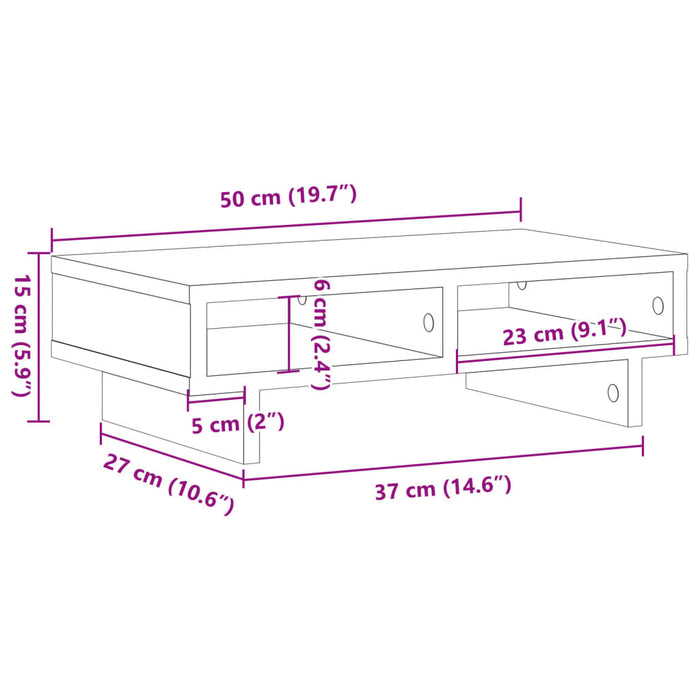 Подставка для монитора, цвет серый бетон 50x27x15 см, инженерная древесина