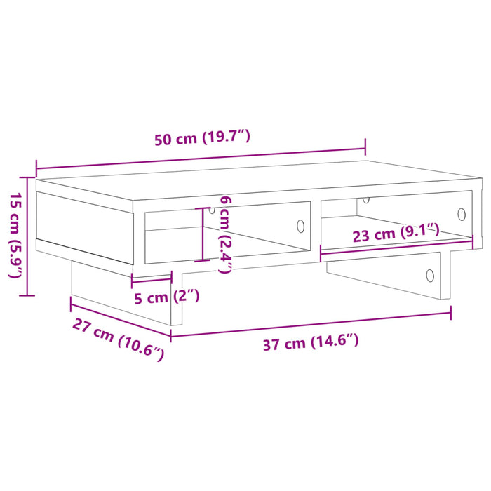 Подставка для монитора Серый Sonoma 50x27x15 см Инженерное дерево