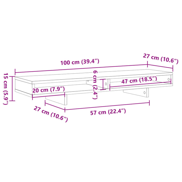 Стойка за монитор Бяла 100x27x15 см инженерно дърво