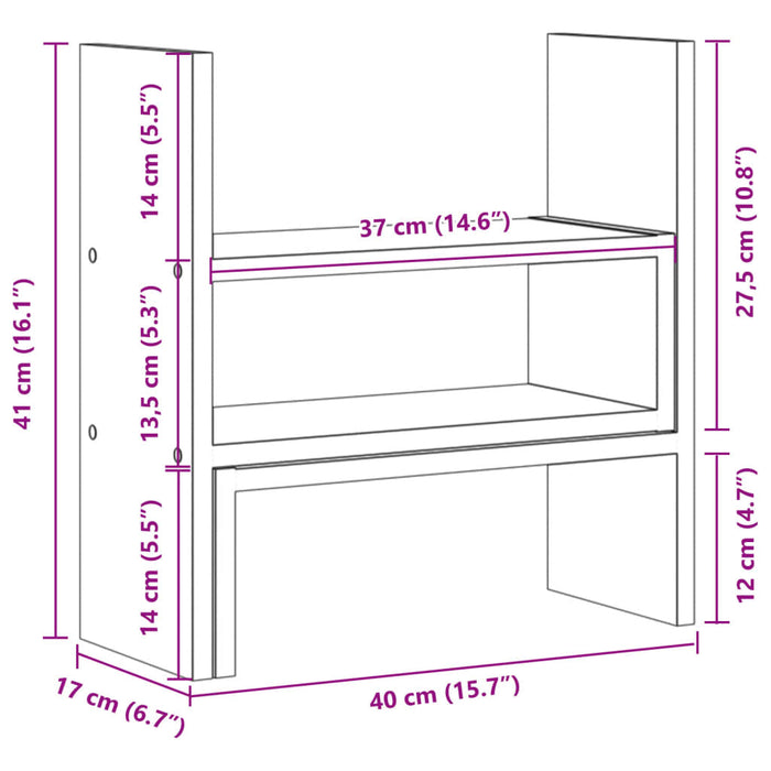 Organizator Birou Reglabil Alb 40x17x41 cm Lemn de Inginerie